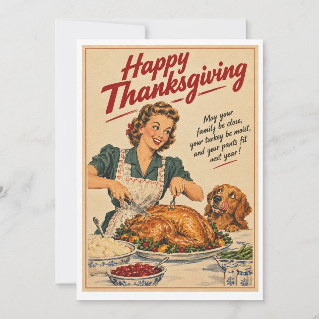 Rolig Thanksgiving i vintage-stil Kort (Framsida)