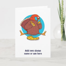 Rolig Thanksgiving Kalkon Äter Pizza Tonåring Cool Kort