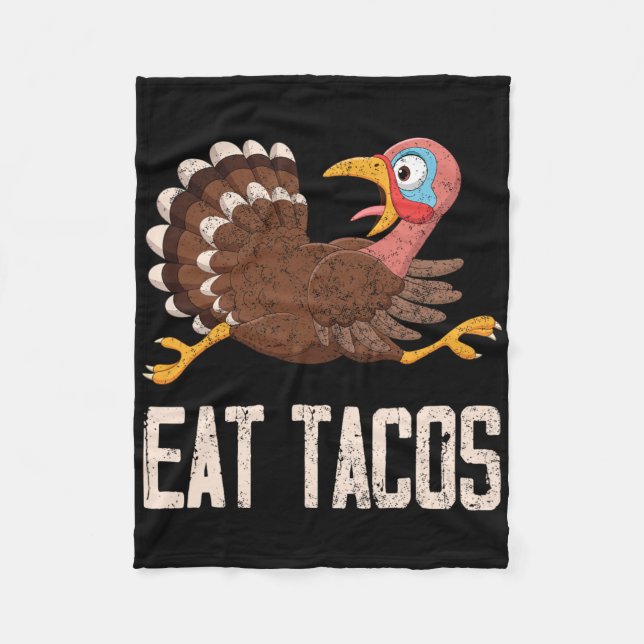 Rolig Thanksgiving Kalkon Äter Tacos  Fleecefilt (Framsidan)