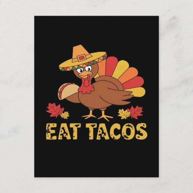 Rolig Thanksgiving kalkon äter tacos Tilläggskort (Framsida)