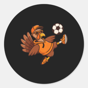 Rolig Thanksgiving Kalkon Fotboll För Barn Ungdom Runt Klistermärke