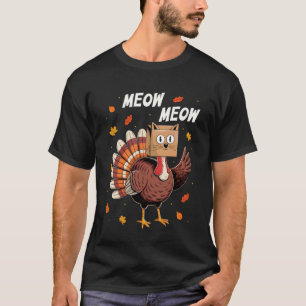 Rolig Thanksgiving Kalkon Katt Jamande Thanksgivin T Shirt