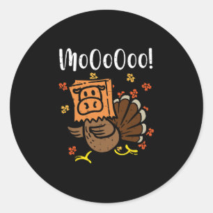 Rolig Thanksgiving Kalkon Moo Falsk Ko För Män Kvi Runt Klistermärke