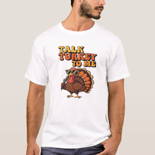 Rolig Thanksgiving Kalkon Retro 70-Tal Prata Kalk T Shirt