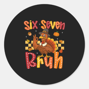 Rolig Thanksgiving Kalkon Sex Sju Bruh Meme Pojke  Runt Klistermärke