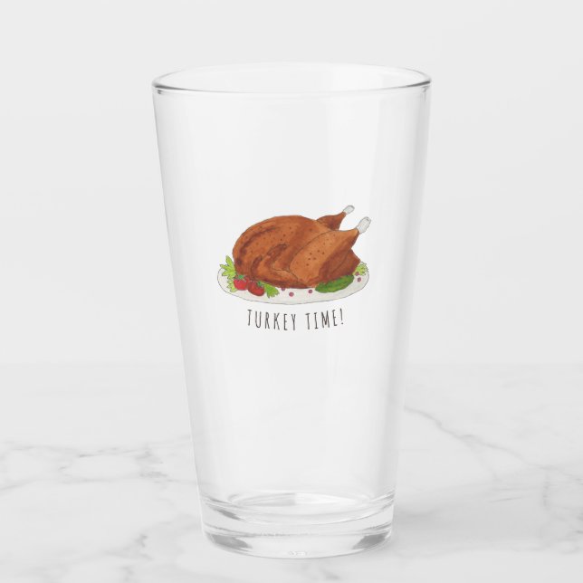 Rolig Thanksgiving Kalkon Tid Glas Kopp (Framsida)