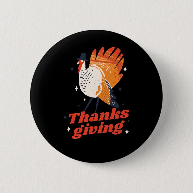 Rolig Thanksgiving-kalvjaktmiddag Knapp (Framsida)