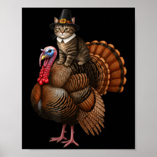 Rolig Thanksgiving Katt På Turkiet, Lgrim Hatt Tur Poster