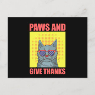 Rolig Thanksgiving Kattklor Och Ge Tack Vykort