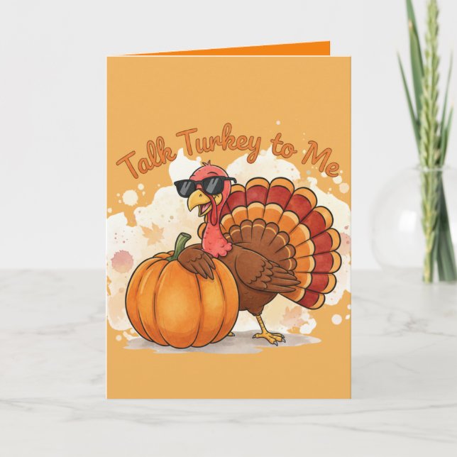 Rolig Thanksgiving-kort – Prata kalkon med mig Kort (Framsida)