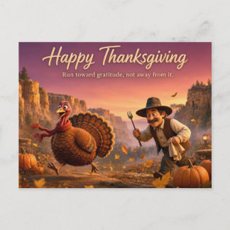 Rolig Thanksgiving-kyckling flyr från Holiday Helg Vykort