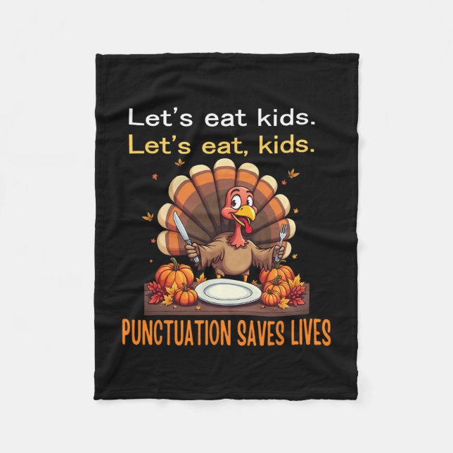 Rolig Thanksgiving Lärare Turkiet Låt oss äta barn Fleecefilt (Framsidan)