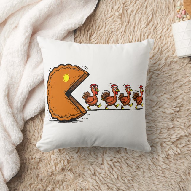 Rolig Thanksgiving paj eating kalkon Retro spel Kudde (Filt)