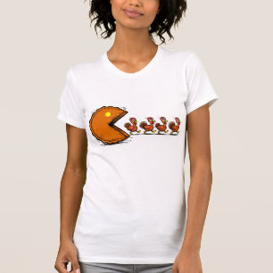 Rolig Thanksgiving paj eating kalkon Retro spel T Shirt