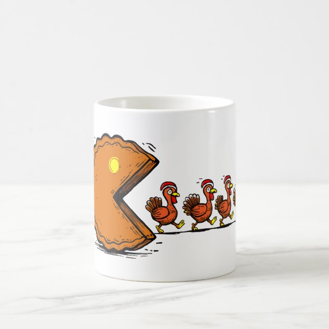 Rolig Thanksgiving Paj Eating Turk Retro Spelande Kaffemugg (Center)