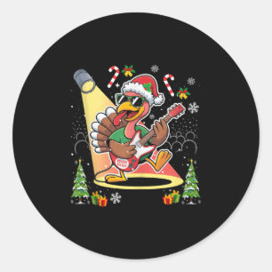 Rolig Thanksgiving Santa Hatt Turkiet Rockstjärna Runt Klistermärke