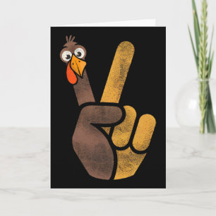 Rolig Thanksgiving Söt Turkiet Fredstecken Män Kvi Kort