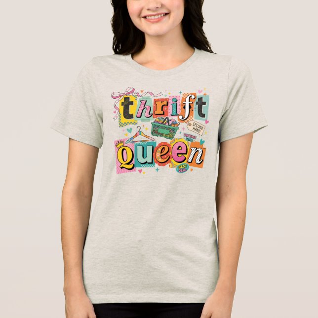 Rolig Thrift Drottning T Shirt (Framsida)