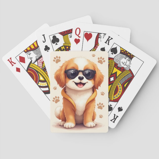 Rolig tibetansk spaniel Kawaii hund Casinokort (Baksidan)