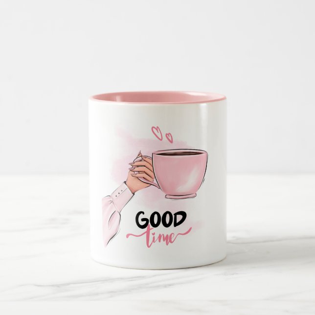 Rolig Tidsmysig Kaffe Tid  Två-Tonad Mugg (Center)