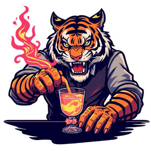 Rolig Tiger Bartender T-Shirt   Present till Barte