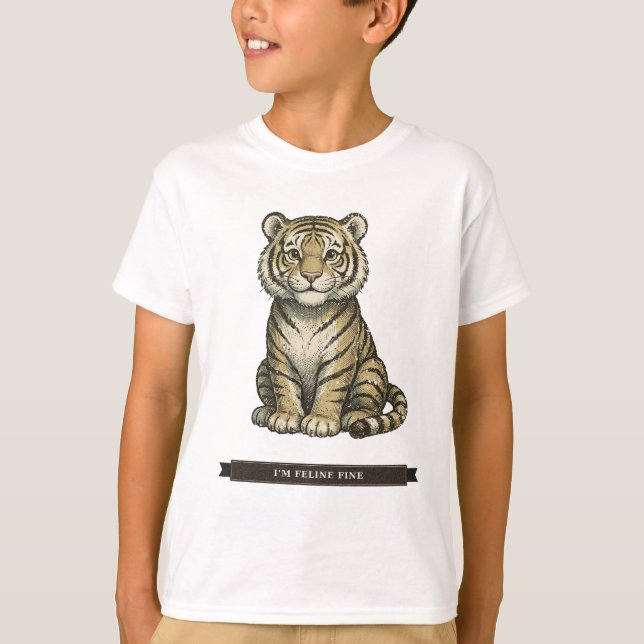 Rolig Tiger för Barn T Shirt (Framsida)