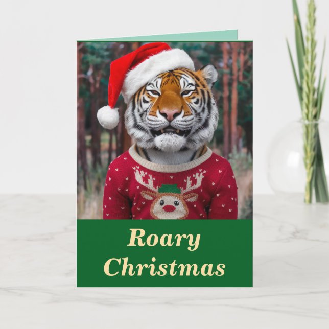 Rolig Tiger Jul Kort (Framsida)