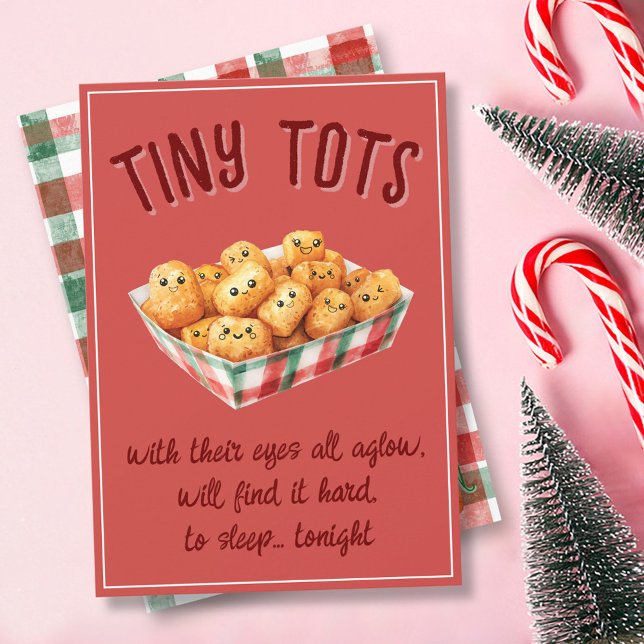 Rolig Tiny Tots Vattenfärg Rutat Glad Jul Julkort (Funny Tiny Tots Merry Christmas watercolor plaid colorful quirky whimsical red & green Holiday card)