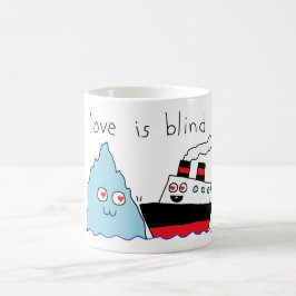 Rolig Titanic och Isberg Love Is Blind Kaffemugg