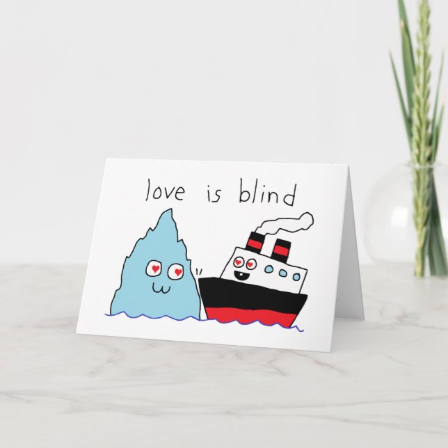 Rolig Titanic och Isberg Love Is Blind Kort (Framsida)