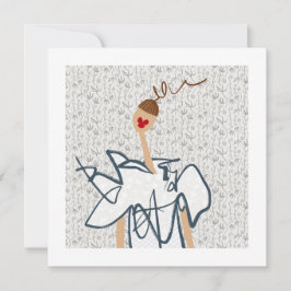 Rolig tjej Söt modeillustration Art Card Inbjudningar