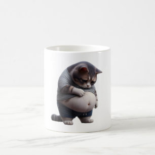 Rolig Tjock Katt Knubbig Chonk Katt Kattdjur Kattä Kaffemugg