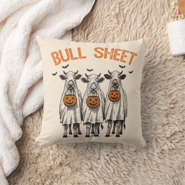 Rolig tjur-bluff Vintage Halloween Kudde (Filt)