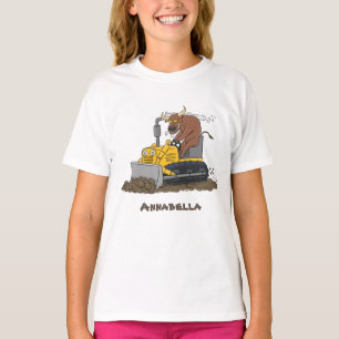Rolig tjur kör bulldozer serie t shirt