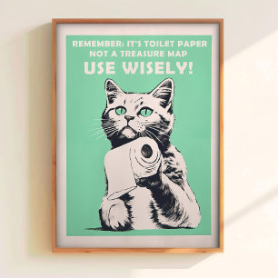 Rolig Toalett Katt Affisch Retro Gäst Badrum Affis