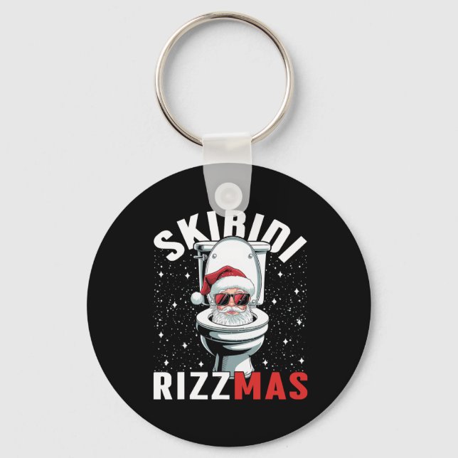 Rolig Toalett Tomte Skibidi Rizzmas Vit Elefant  Nyckelring (Framsida)