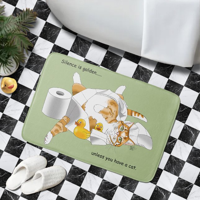 Rolig Toalettpapper Grön Orange Katt Badrumsmatta (Skapare uppladdad)