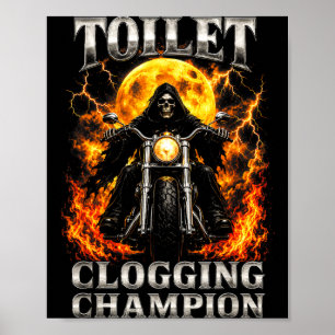 Rolig toalettstoppningsmästare skelett motorcyklis poster
