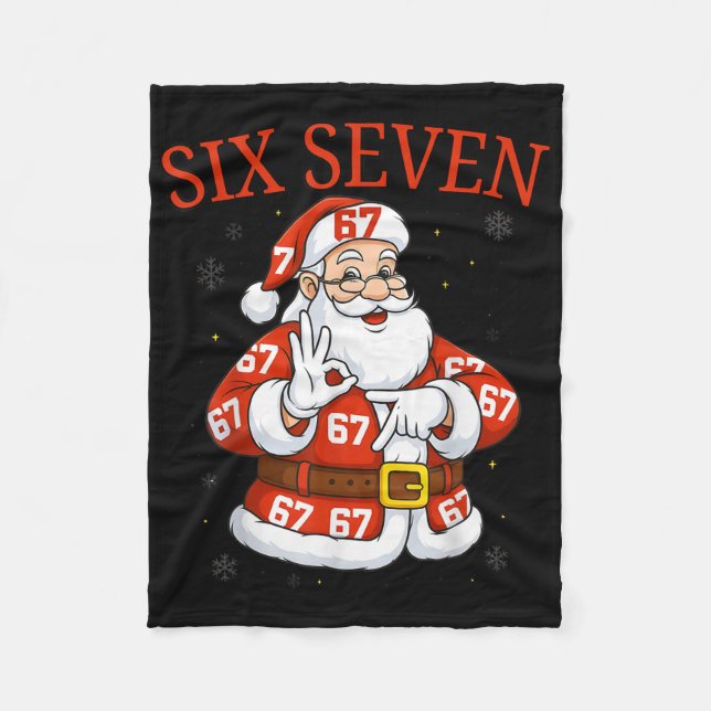 Rolig Tomte 67 Six Seven Meme Jul Högtid Te Fleecefilt (Framsidan)