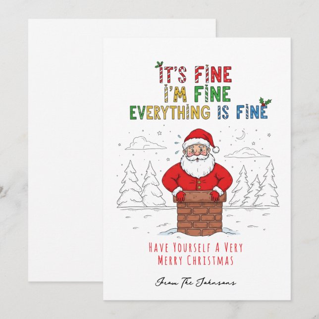 Rolig Tomte Allt är bra Julkort (Fram/baksida)