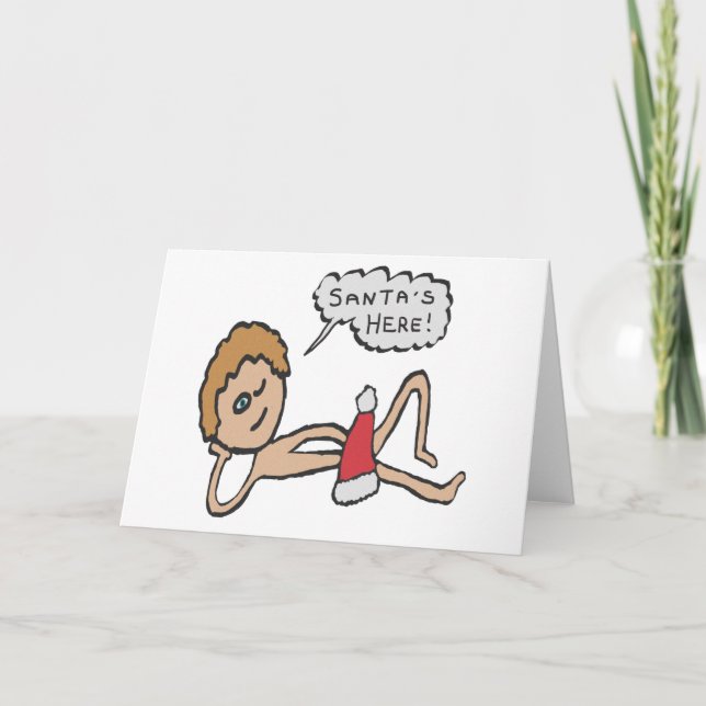 Rolig Tomte är Här Jul Humor Kort (Framsida)