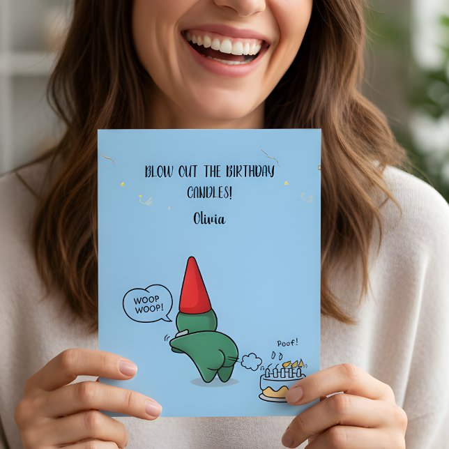 Rolig Tomte Fart Fyrar Ut Födelsedagen  Inbjudningar (Skapare uppladdad)