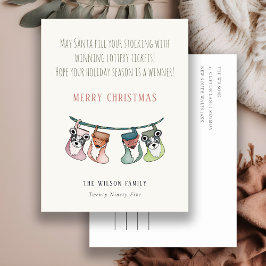 Rolig Tomte Fyller Strumpor Med Jul-Lotter Helg Vykort