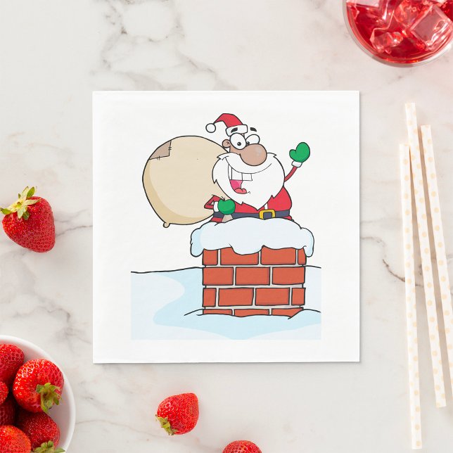Rolig Tomte i Skorsten Pappersservett (Skapare uppladdad)