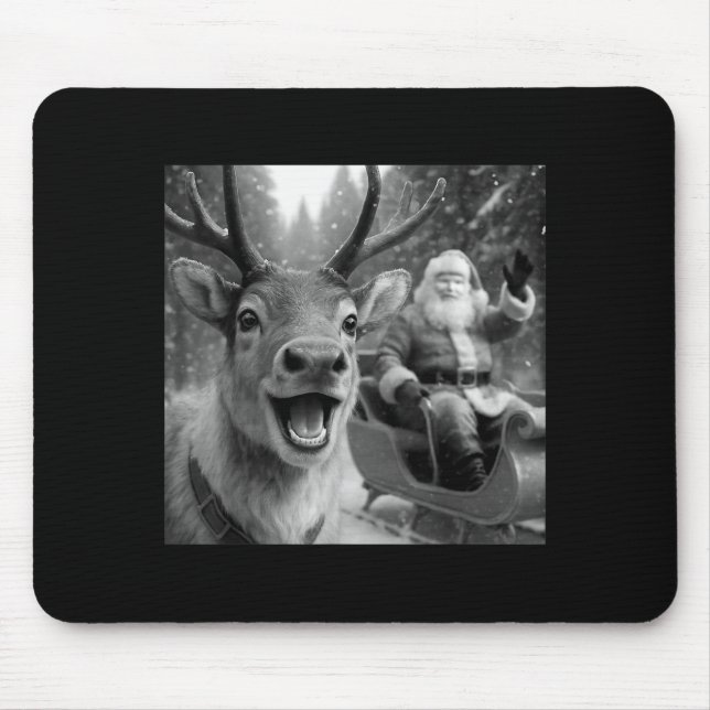 Rolig tomte i släde med renar jul musmatta (Framsidan)