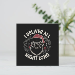 Rolig tomte jag levererar hela natten jul högtid julkort