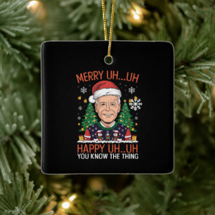 Rolig Tomte Joe Biden God Uh Uh Jul Förskräcklig Julgransprydnad Keramik