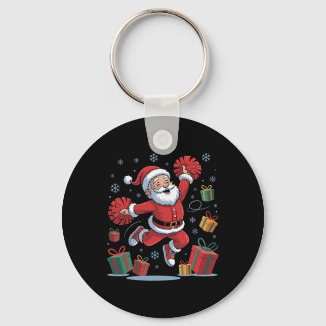 Rolig tomte jublande Cheerleading jul Xmas P Nyckelring (Framsida)