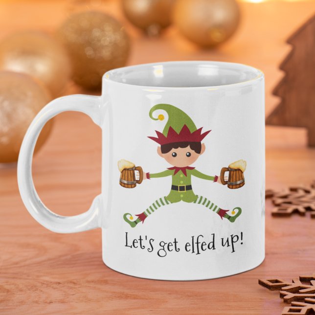 Rolig Tomte Jul Låt Oss Få Tomtefeber Kaffemugg (Skapare uppladdad)