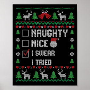 Rolig tomte jul lista snäll elak jag svär jag poster